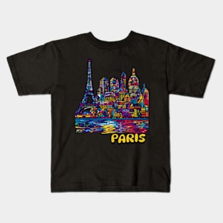 Paris France City Skyline Urban Pop Art Wanderlust Travel Kids T-Shirt